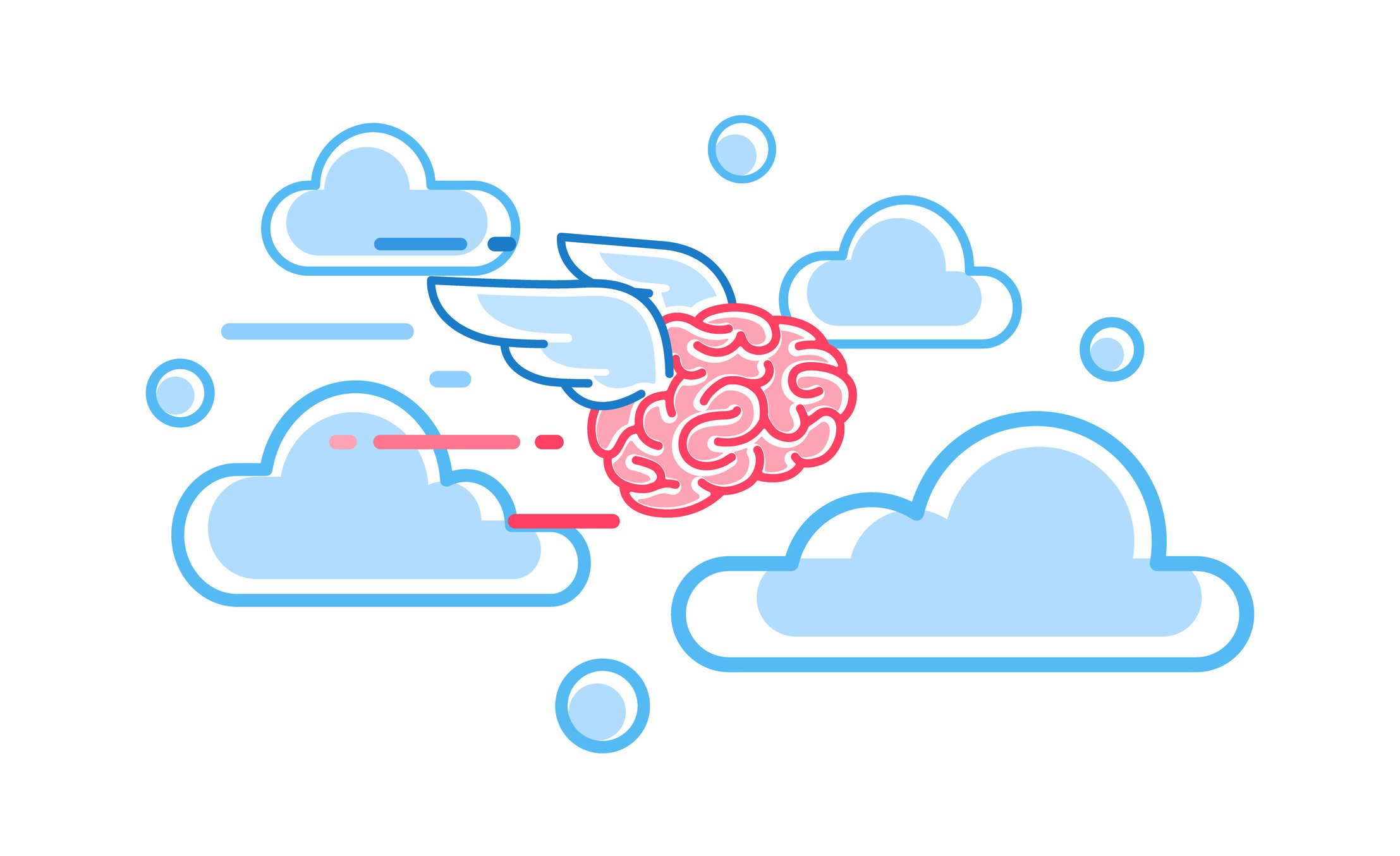 Flying brain drawing