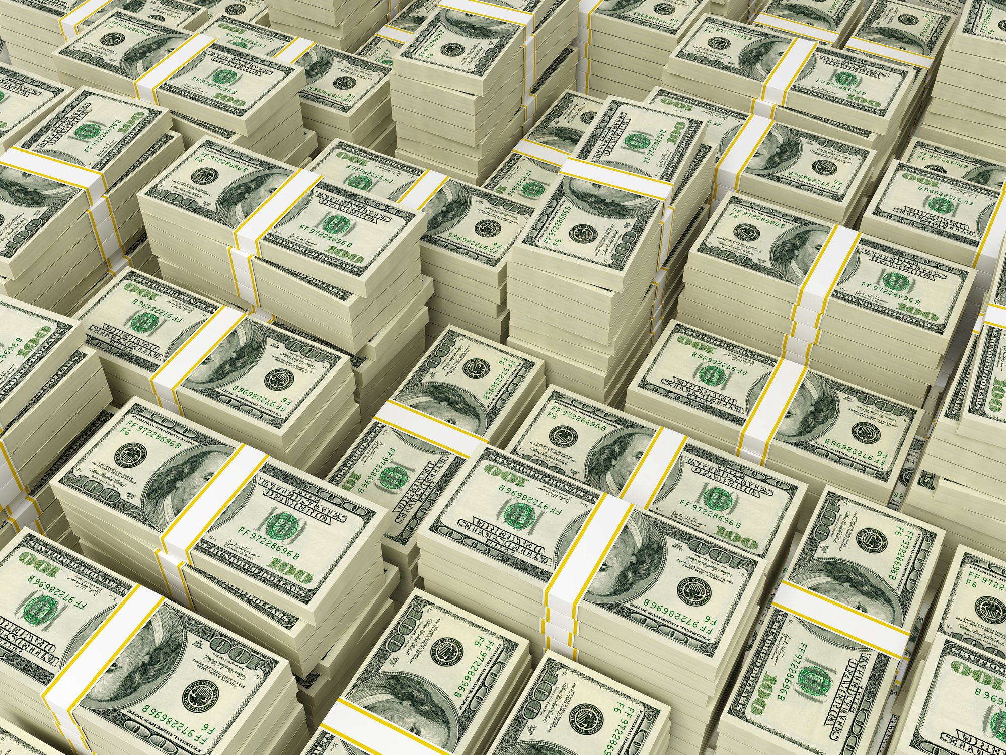 Stacks and stacks of $100 bills.