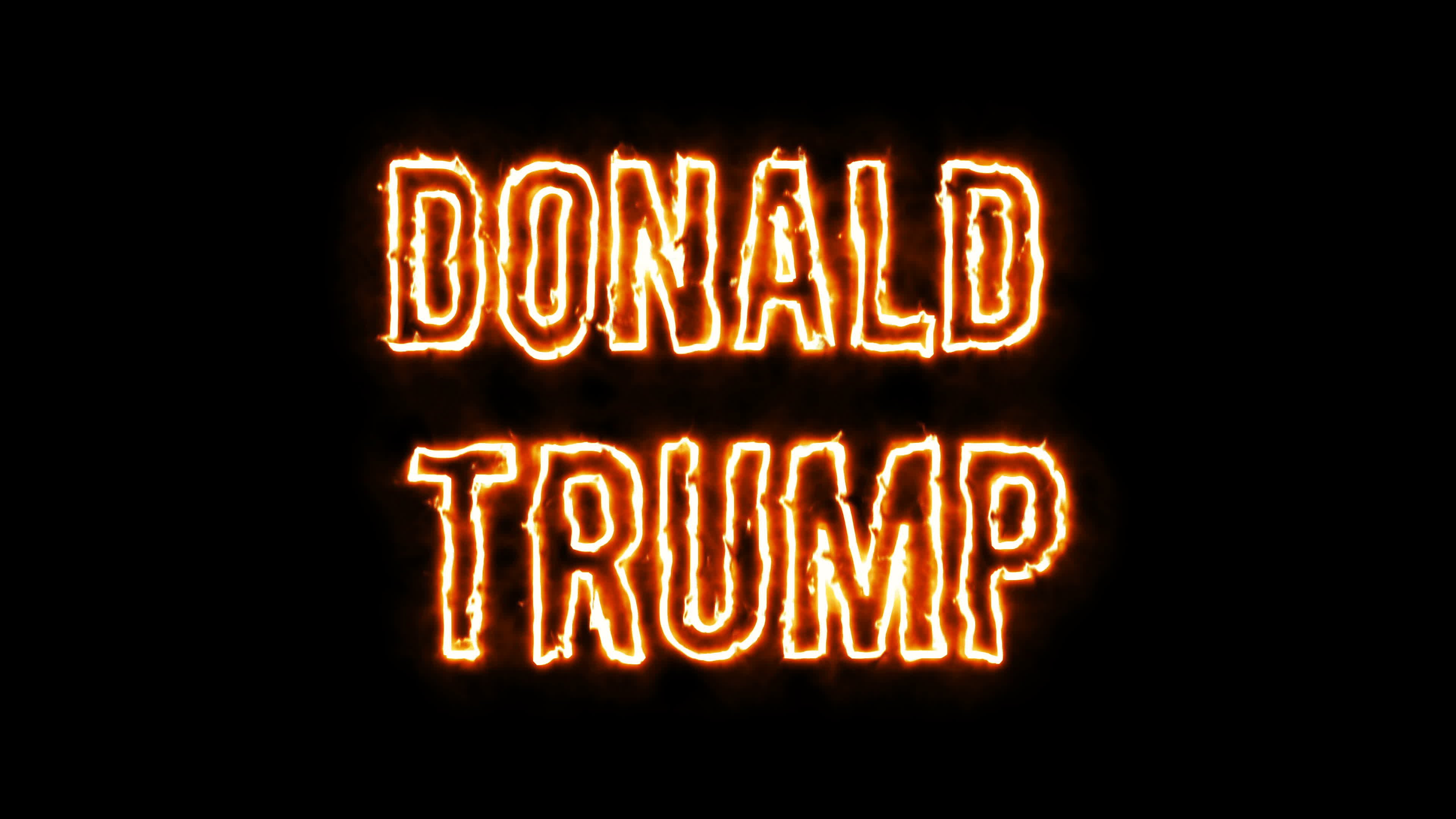 The name "Donald Trump" rendered as though the letters were on fire