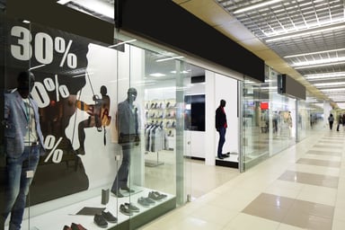 store in a mall with 30% off signs