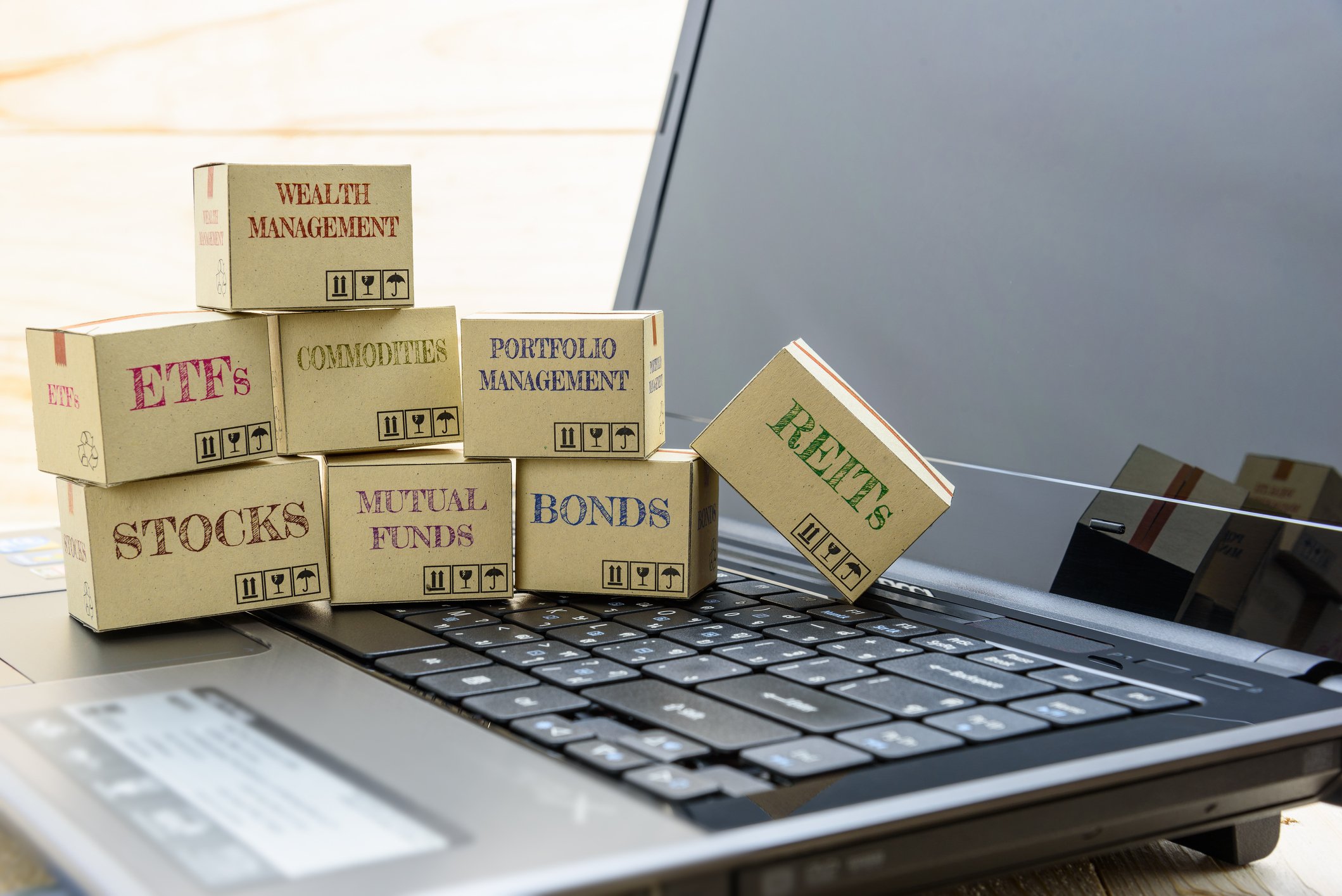 Boxes on a laptop