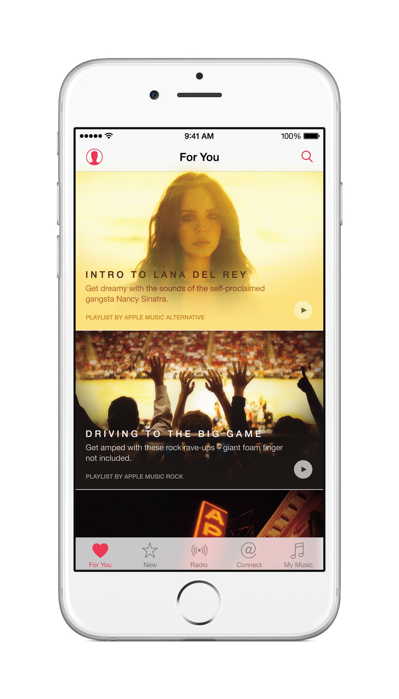 A screen shot of Apple Music's user interface