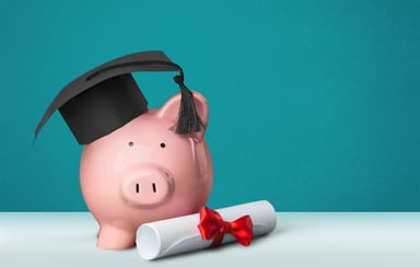 Piggybank with diploma