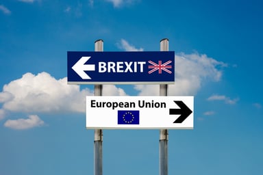 Road signs EU and Brexit