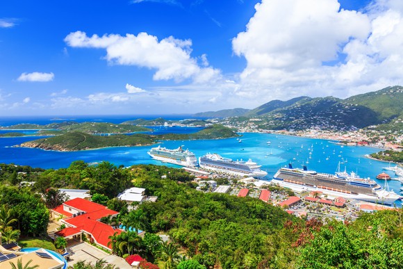 Cruise ships docked in St. Thomas, U.S. Virgin Islands