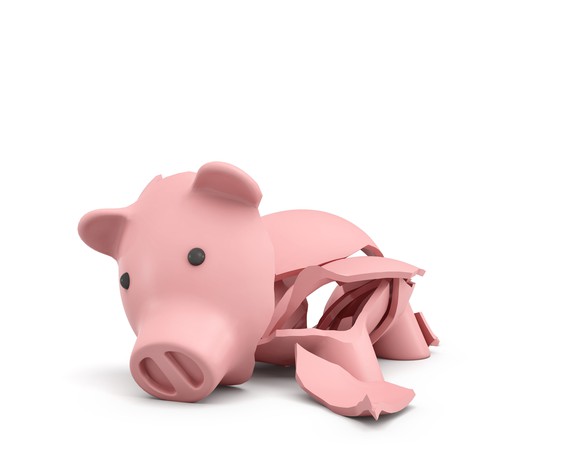 A broken piggy bank
