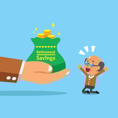 cartoon elderly man retirement savings jump