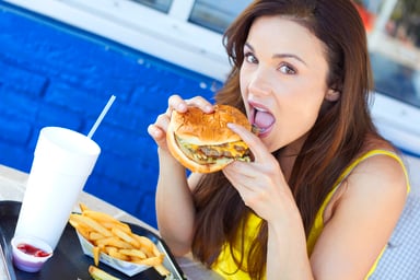 burger restaurant dining out fast food girl getty