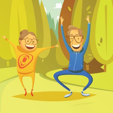 retirement happy elderly gym