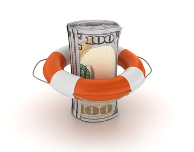 float - roll of hundreds with life preserver