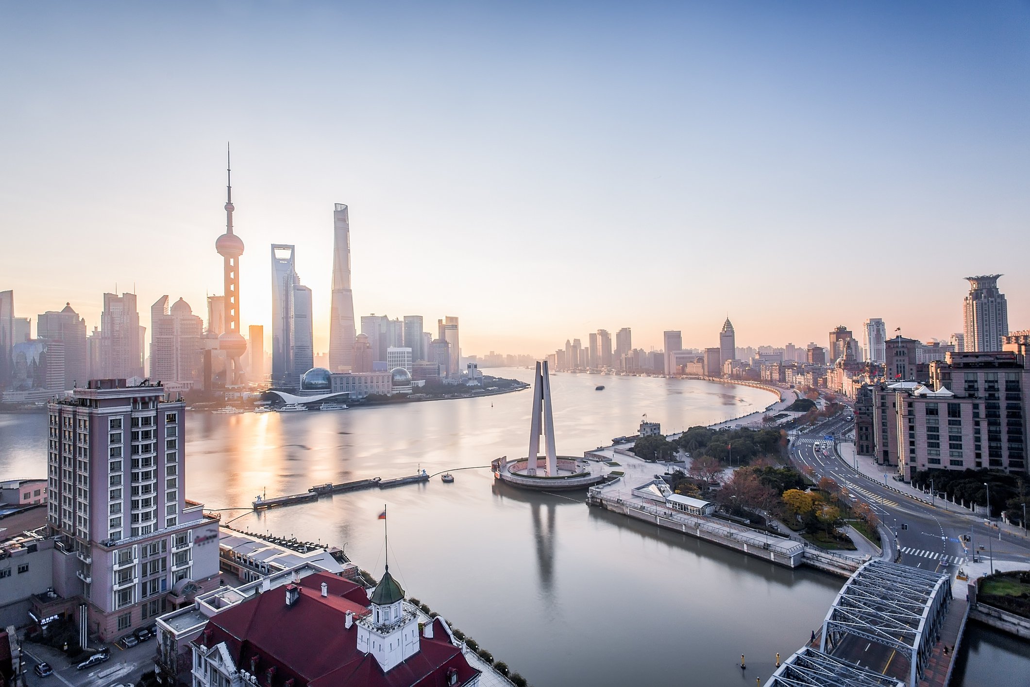 Shanghai, China at sunrise