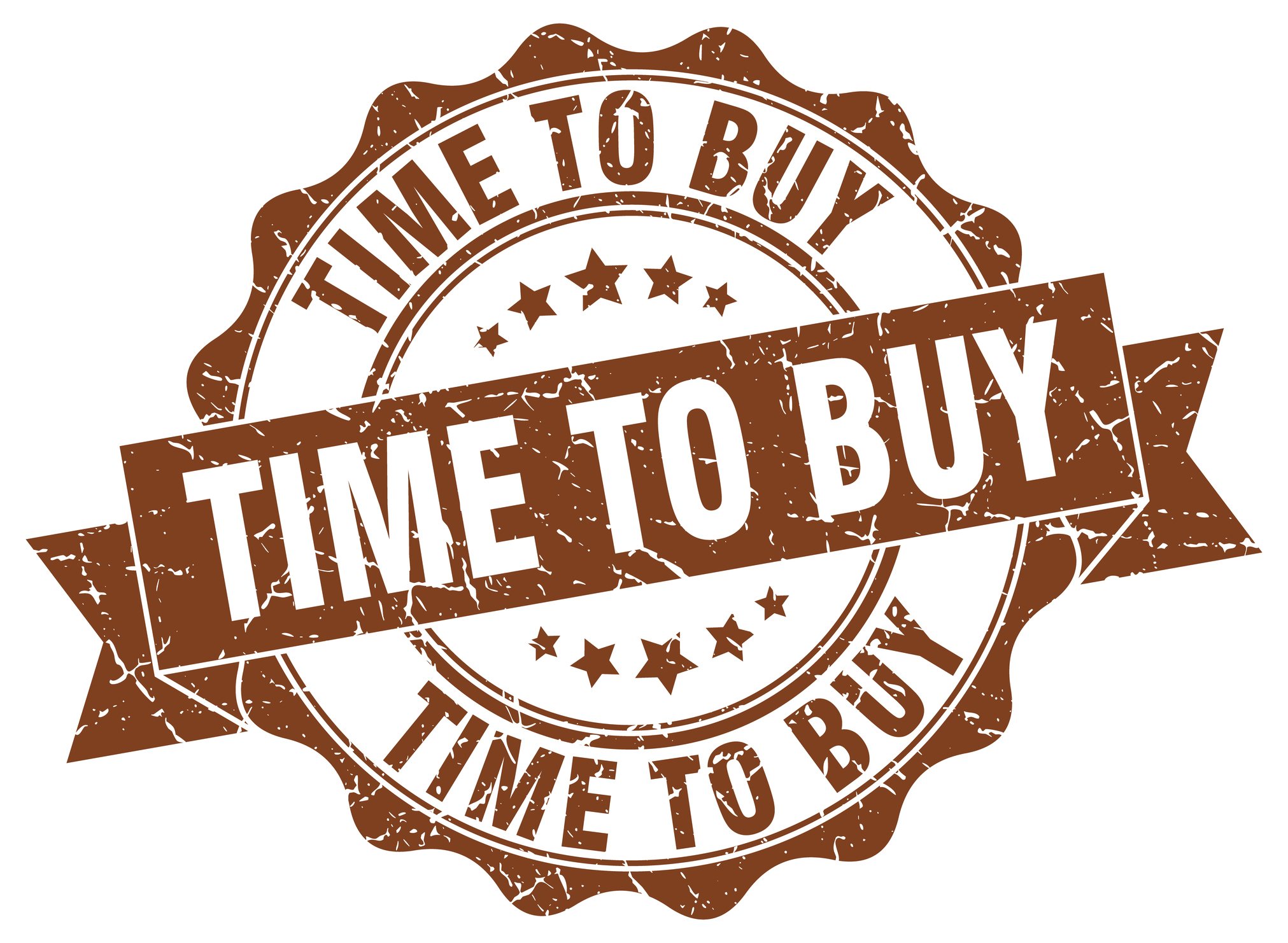 TIME TO BUY written as a label.