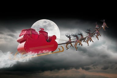 Santa Sleigh Against Moon