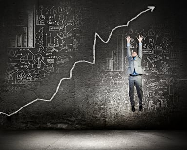 140 graph up man jump getty