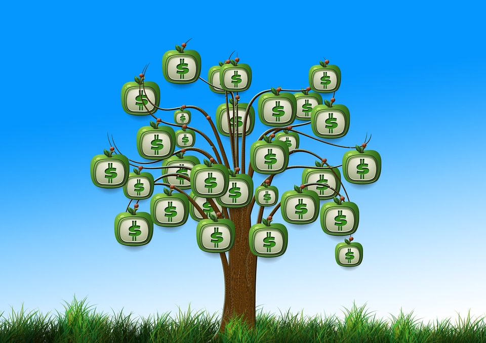 A tree growing dollar signs