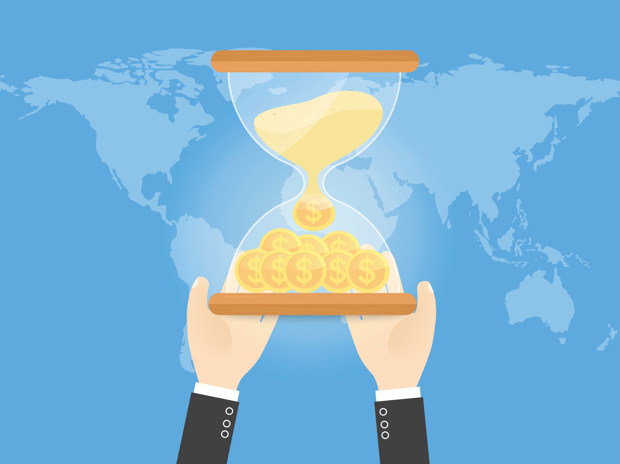 An hourglass of money