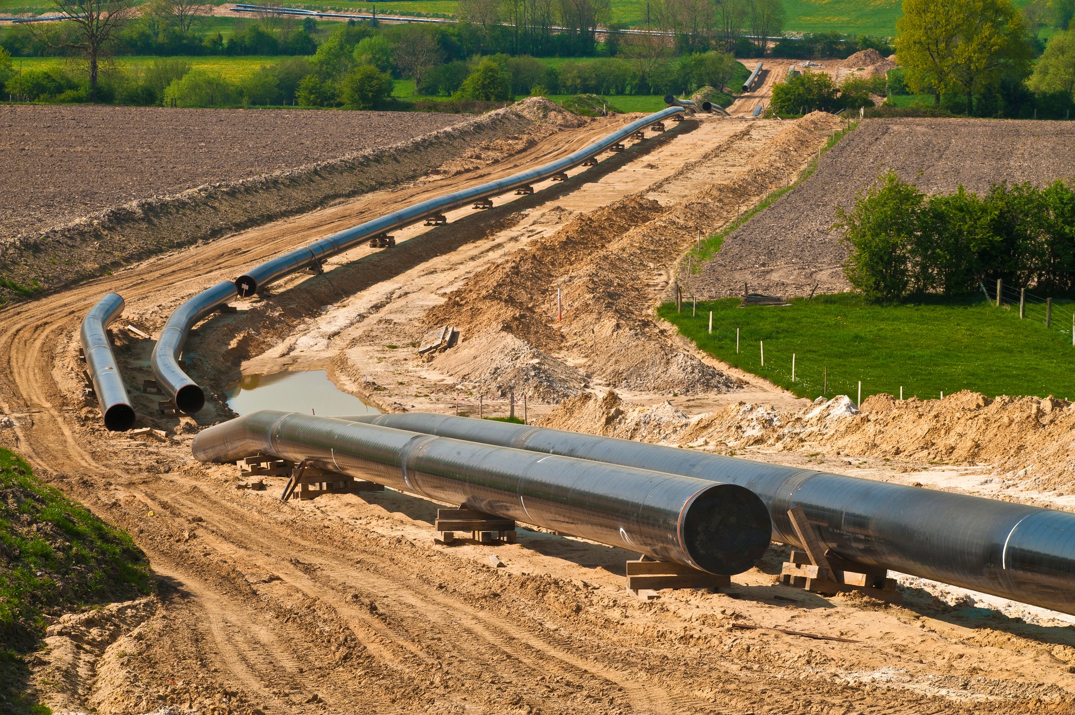An oil pipeline under construction