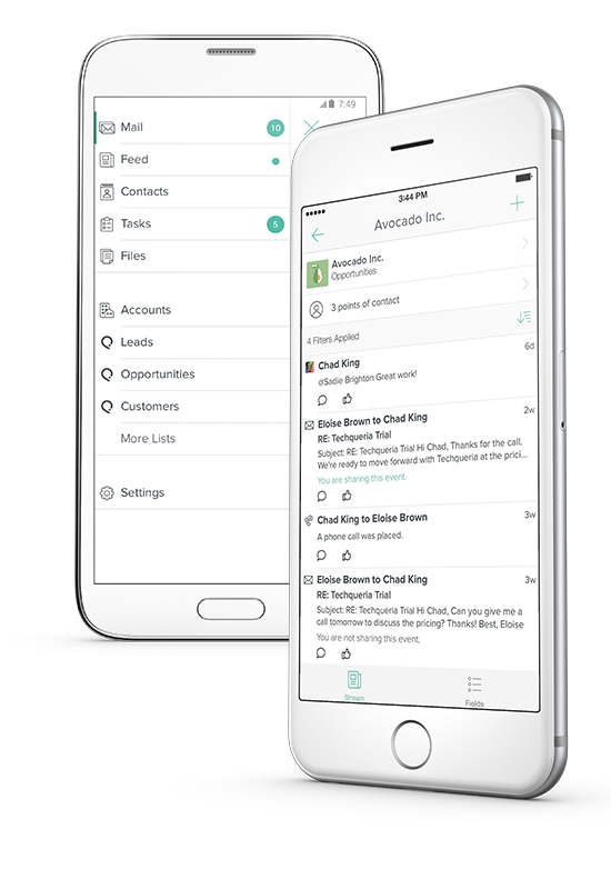 Smartphones showing the salesforce interface