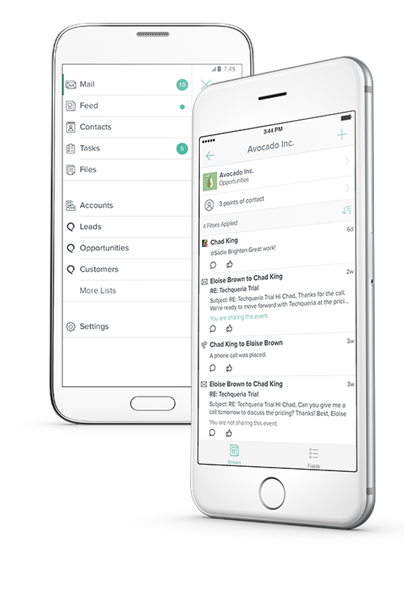 Smartphones showing the salesforce interface