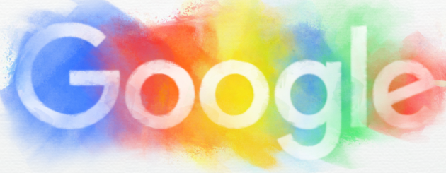 The Google trademark against a rainbow background.