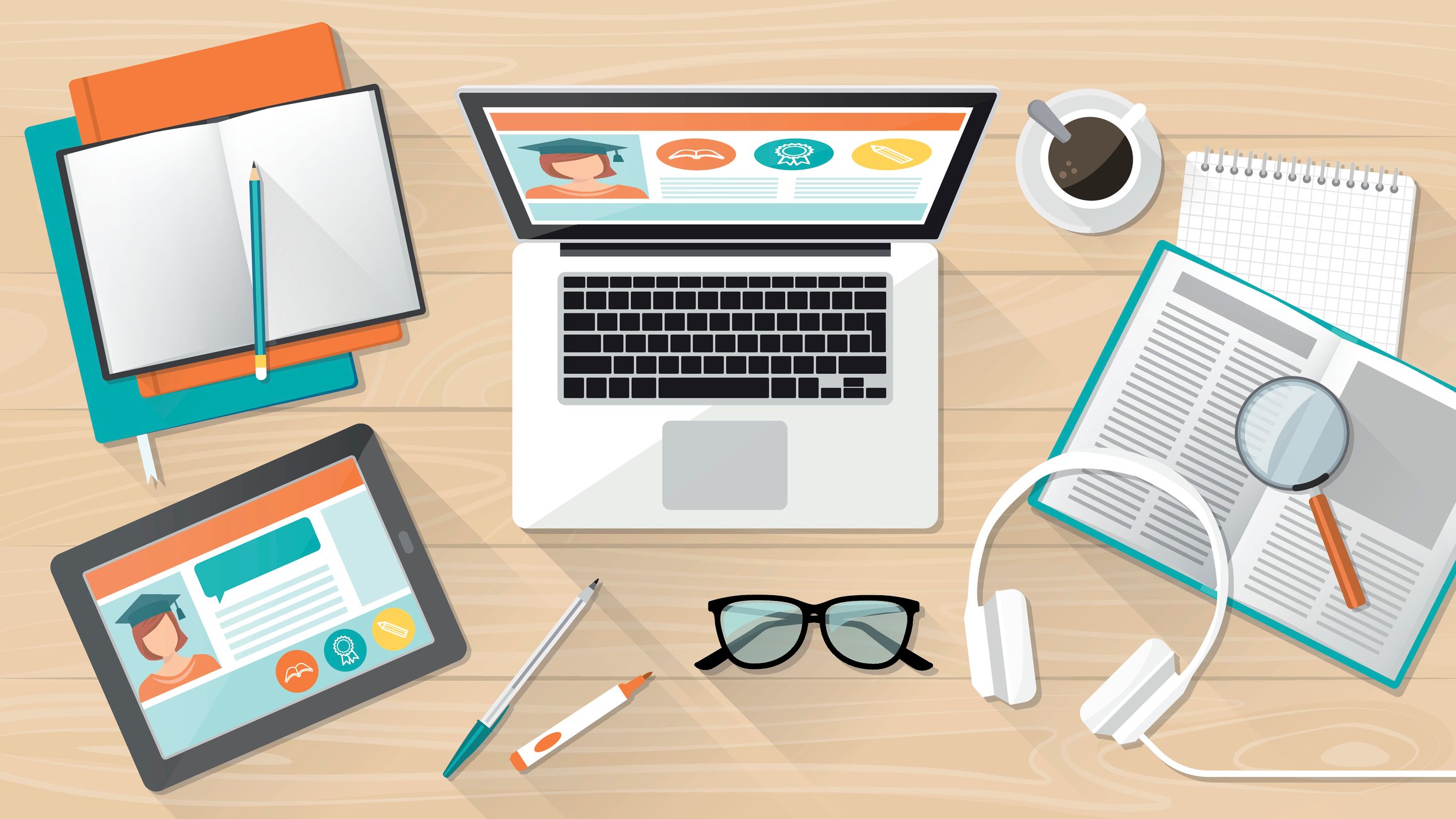 Online Education Animated Student Workspace