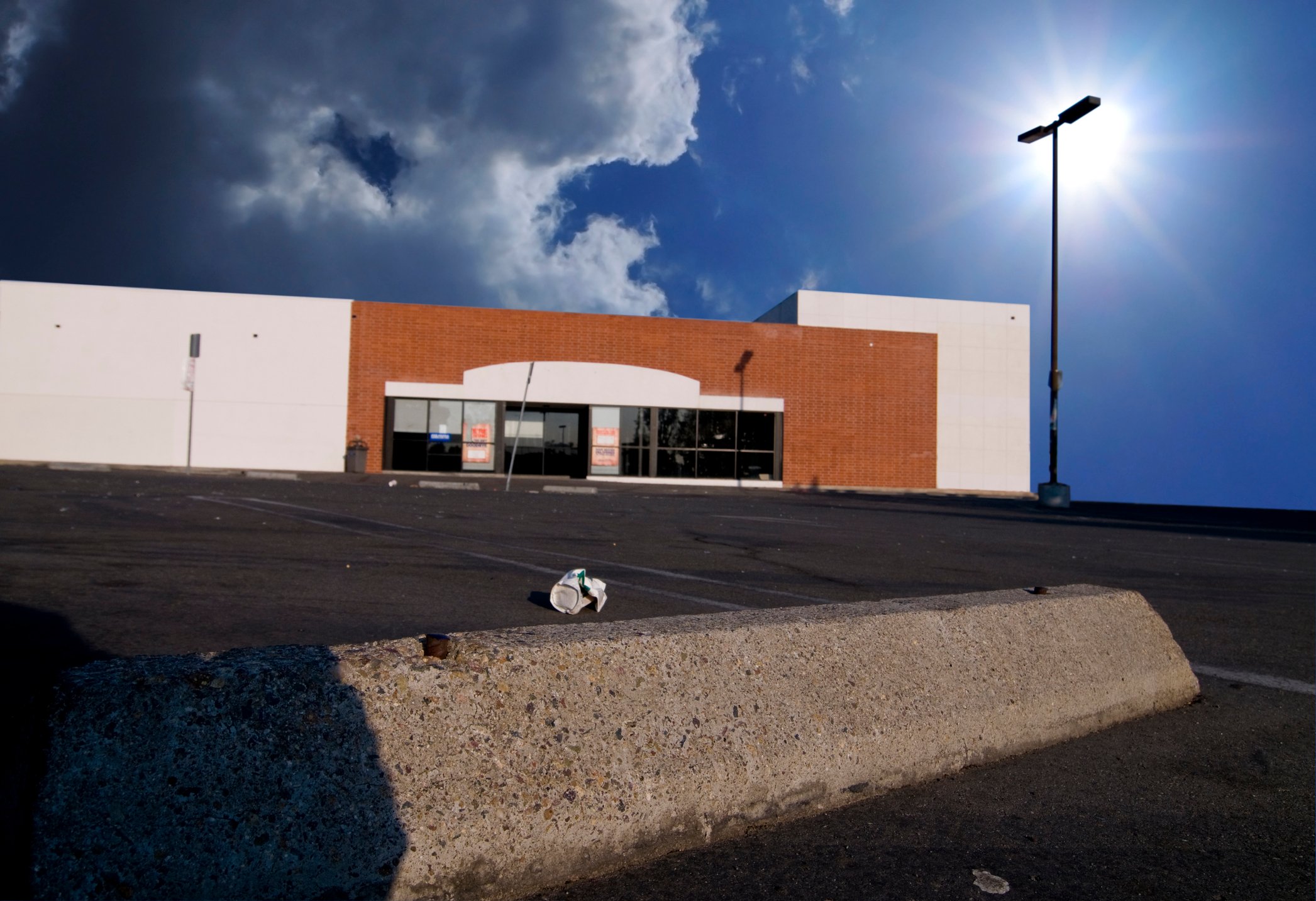 Exterior shot of a closed storefront 