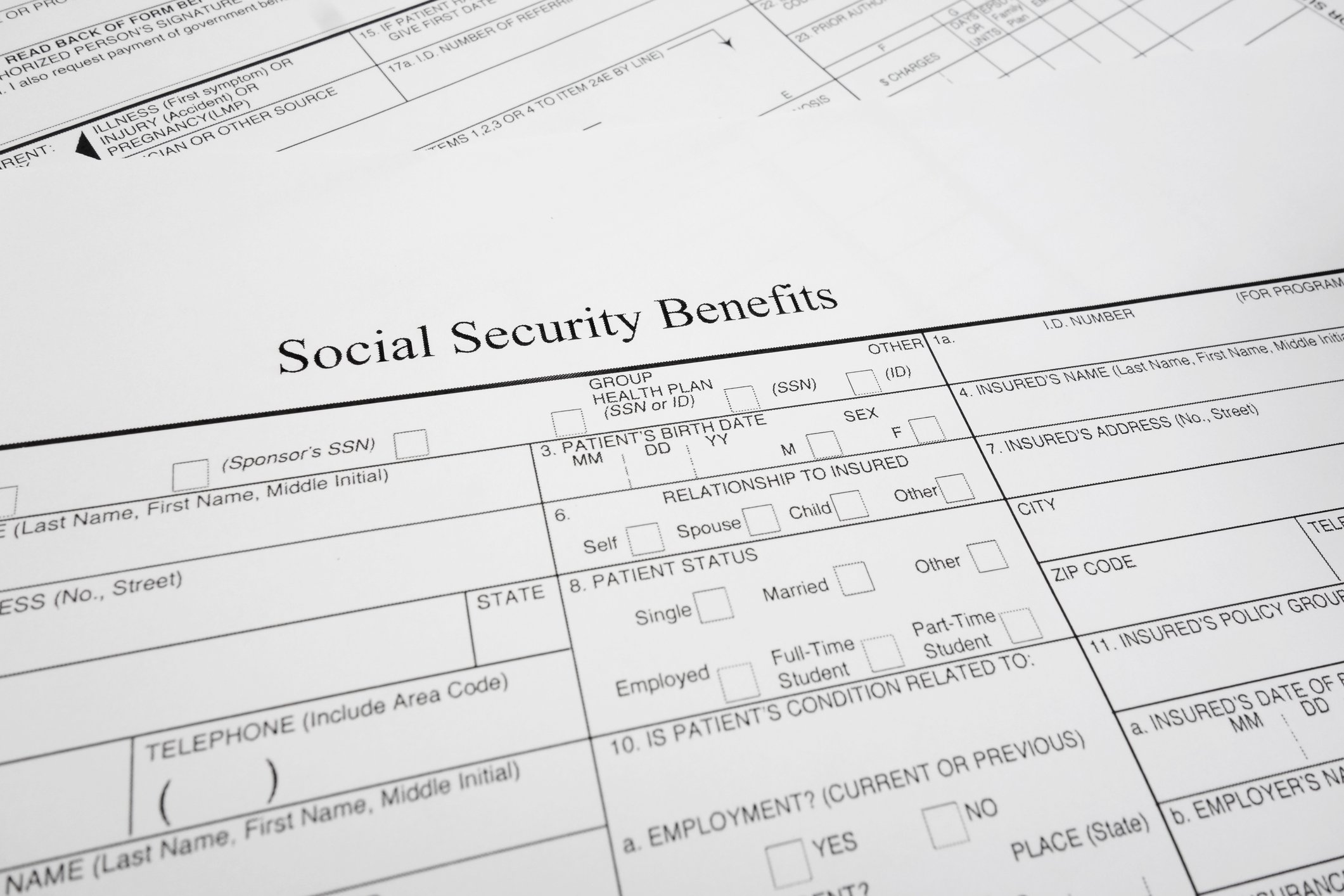 Social Security benefits form