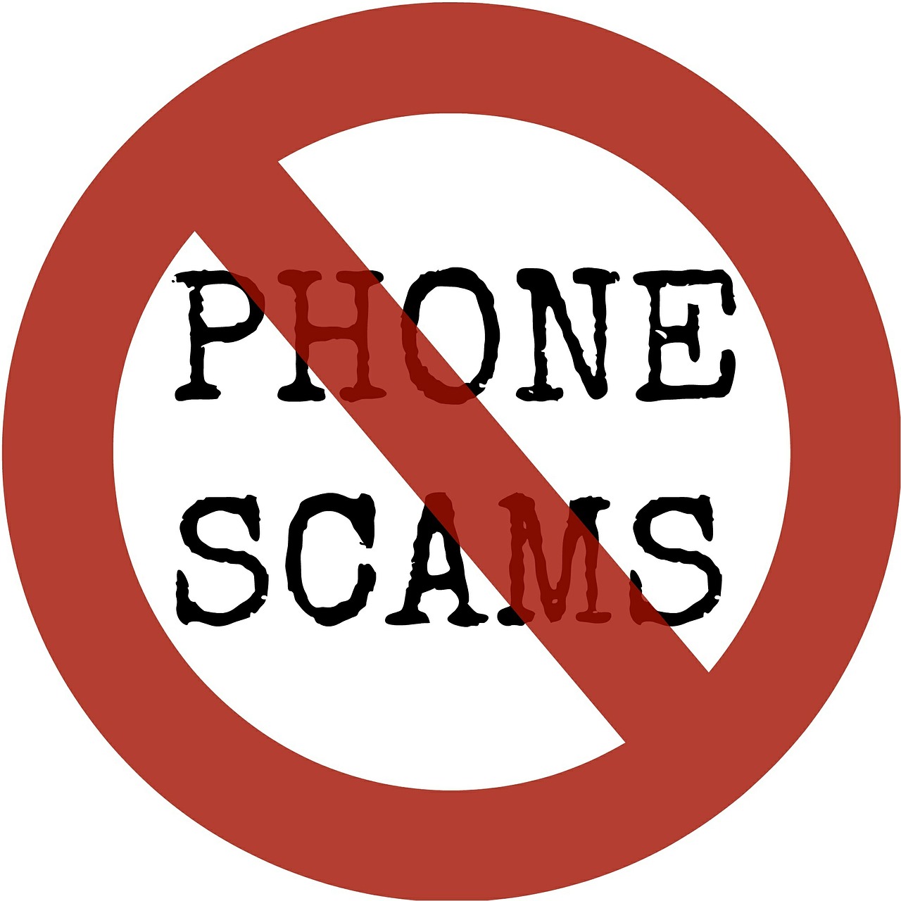 the words "phone scams" with a line drawn through them
