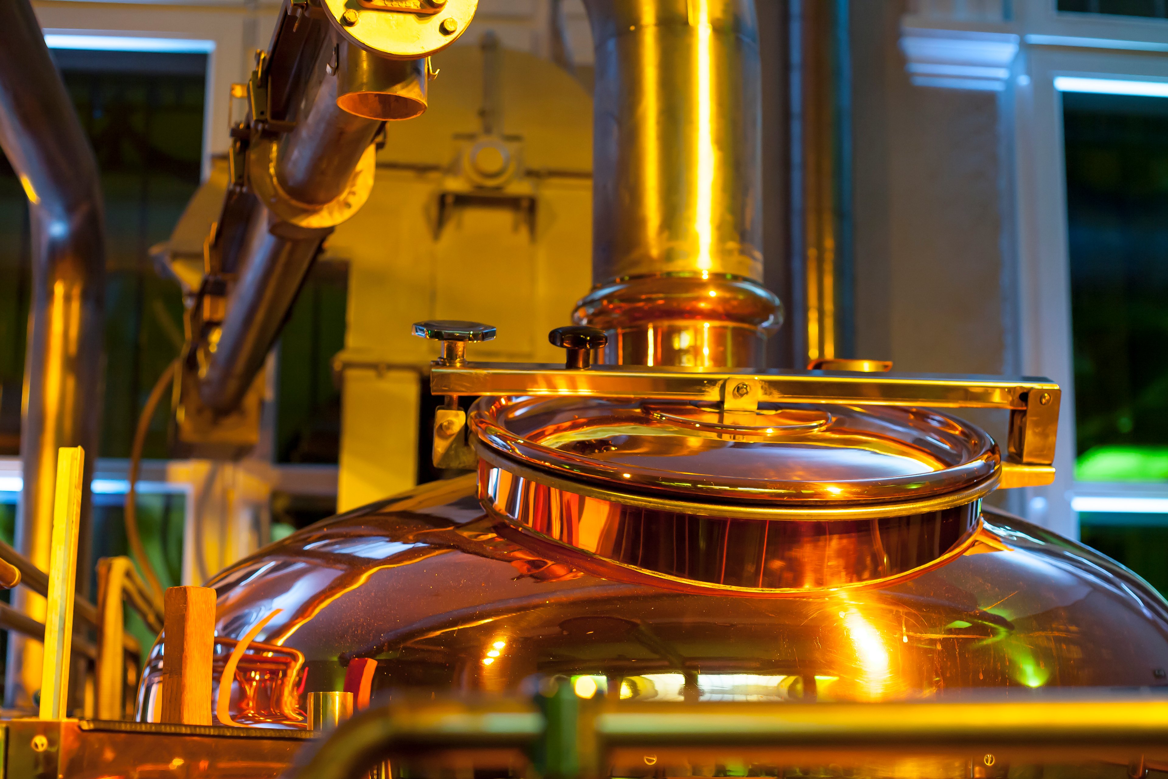 Copper tank in distillery.