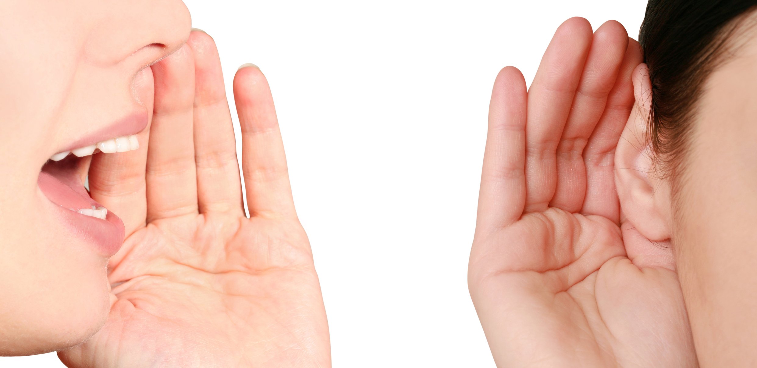 One person whispering to another