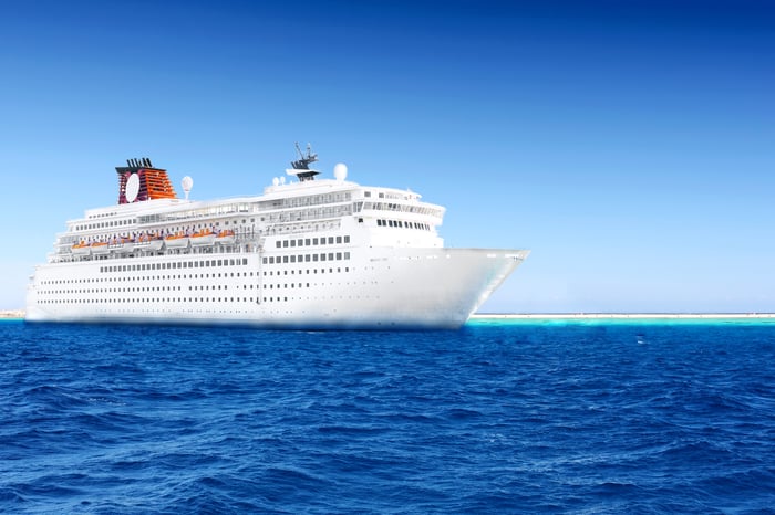 Cruise ship at sea.