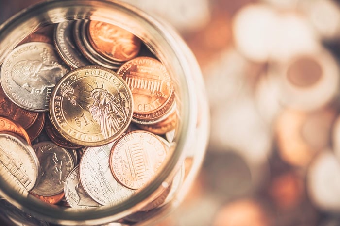 Coins in a jar