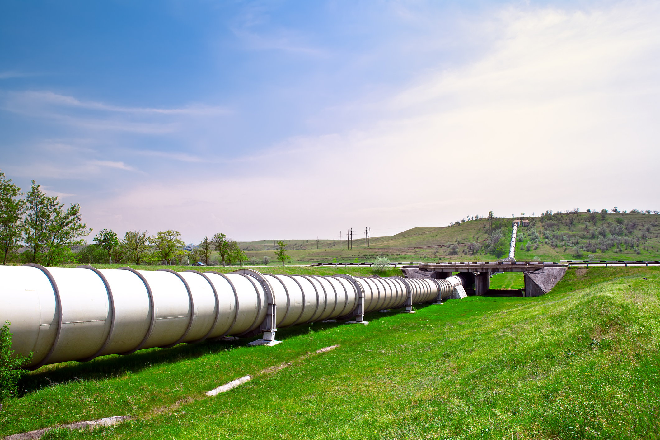 Pipeline on green grass.