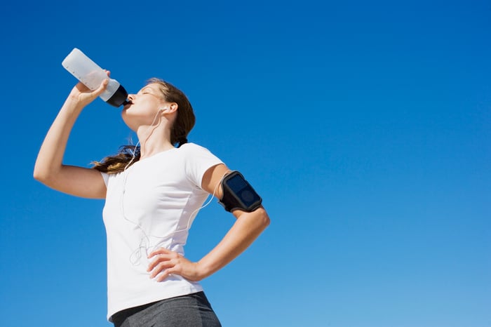 Jogger drinking water