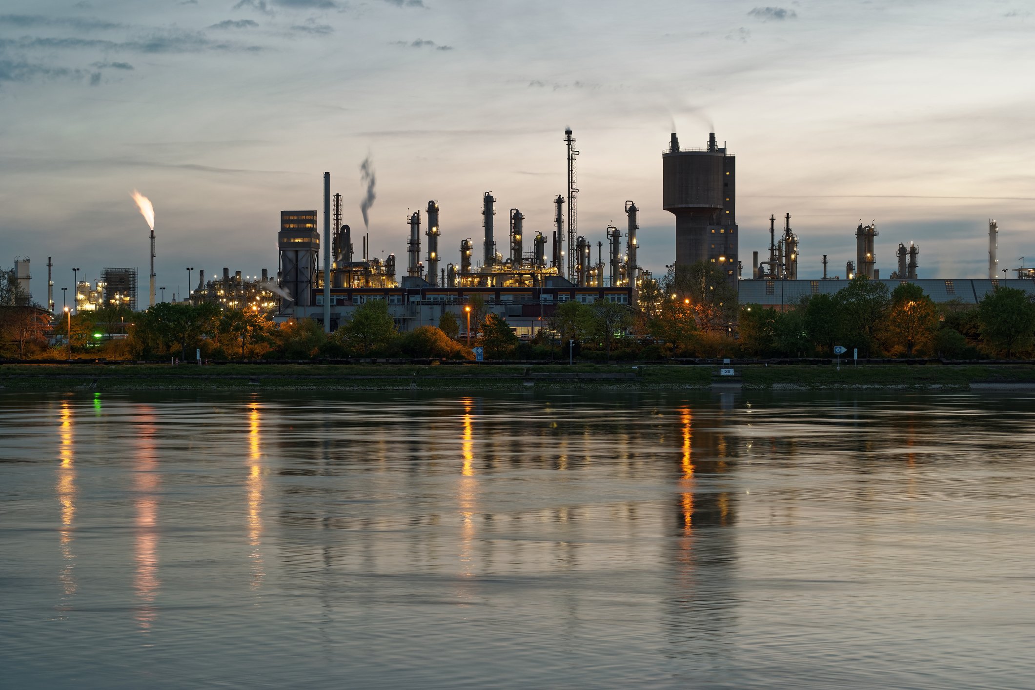 Chemicals plant reflected on a river