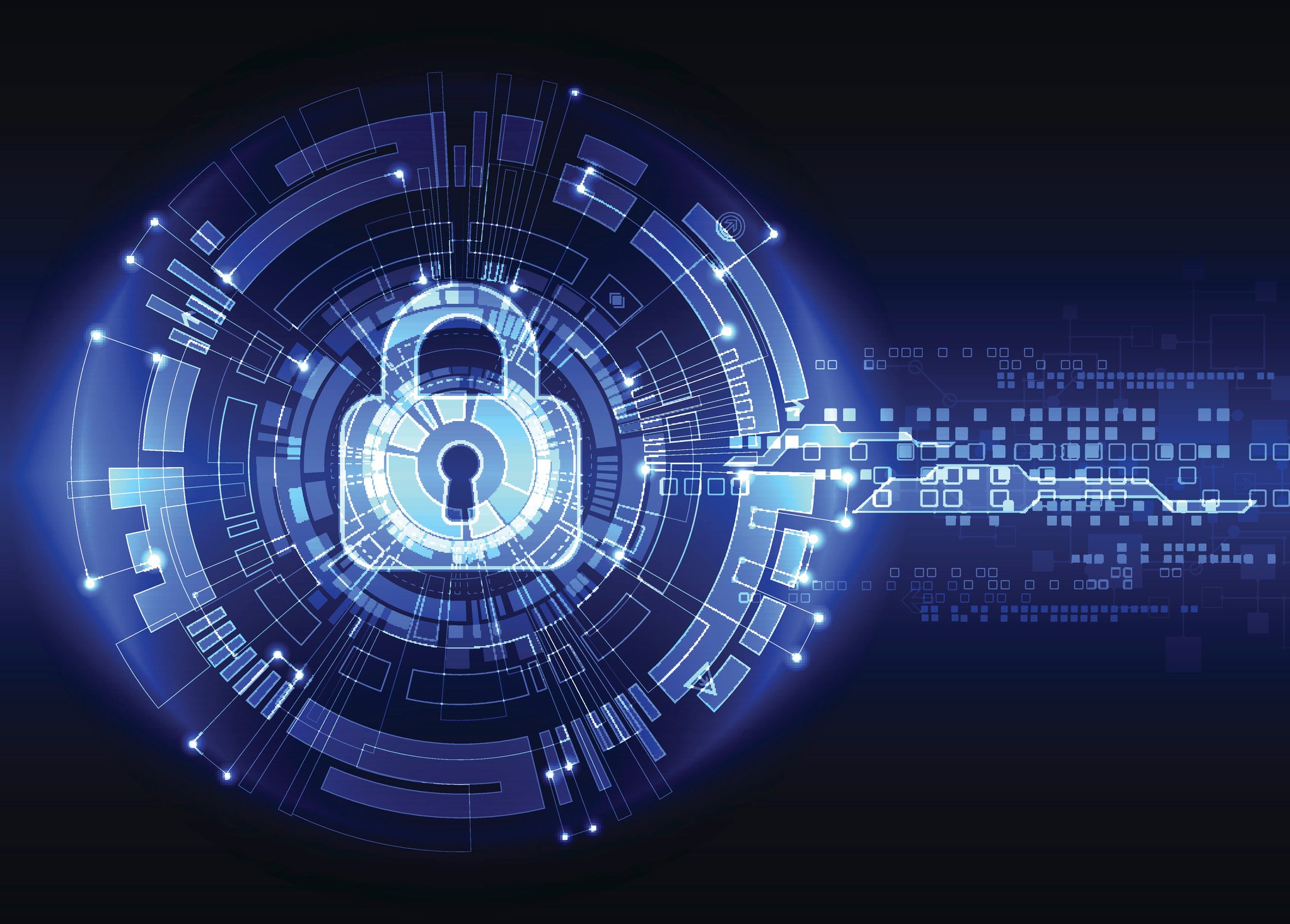 A computer image of a lock in cyberspace.