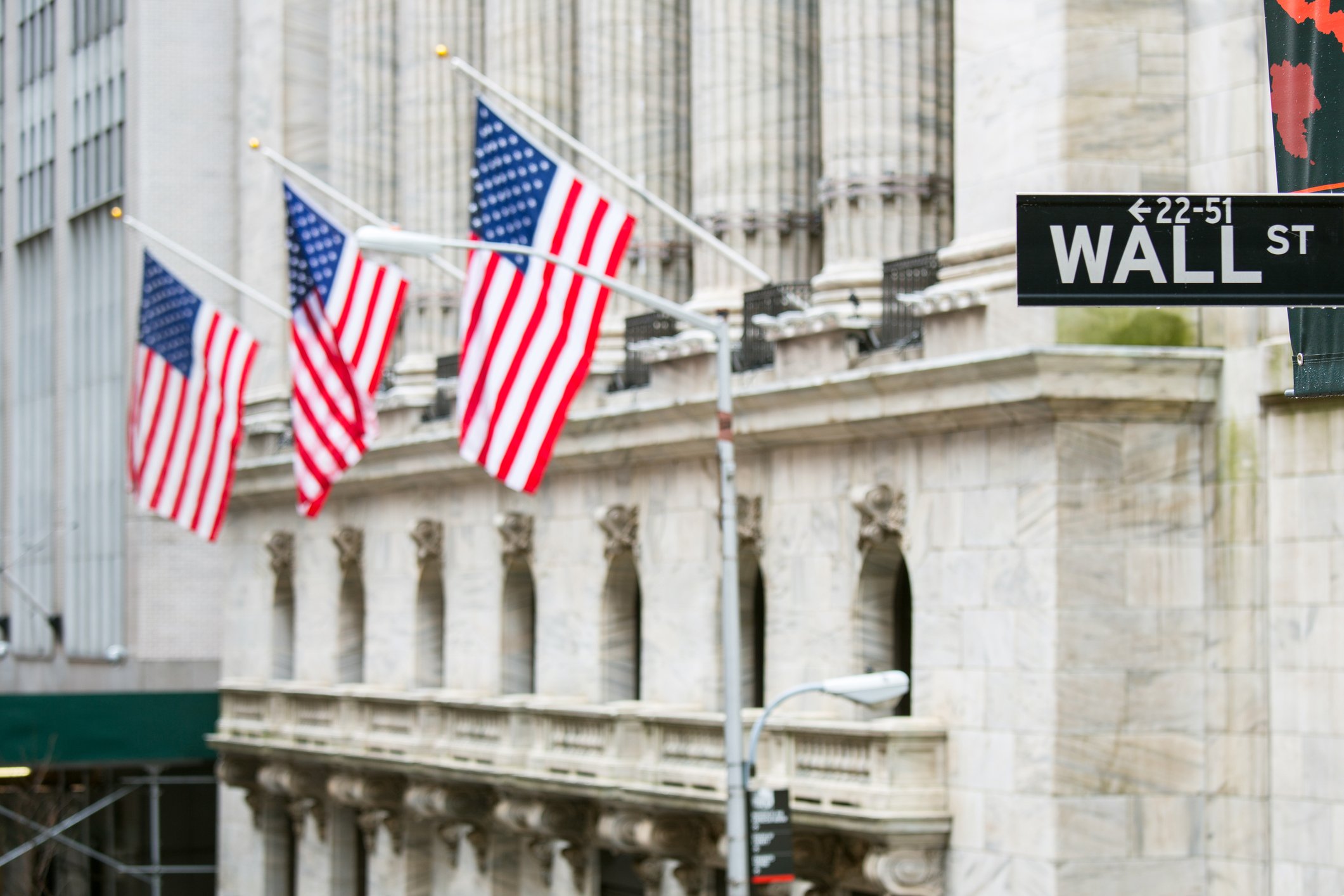 The stock market exchange in New York.