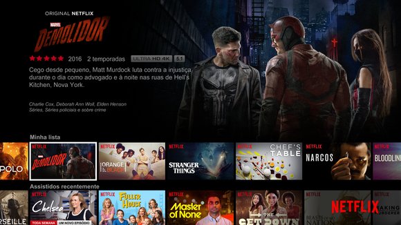 Netflix home page displaying images from Marvel's Daredevil, a Netflix original.