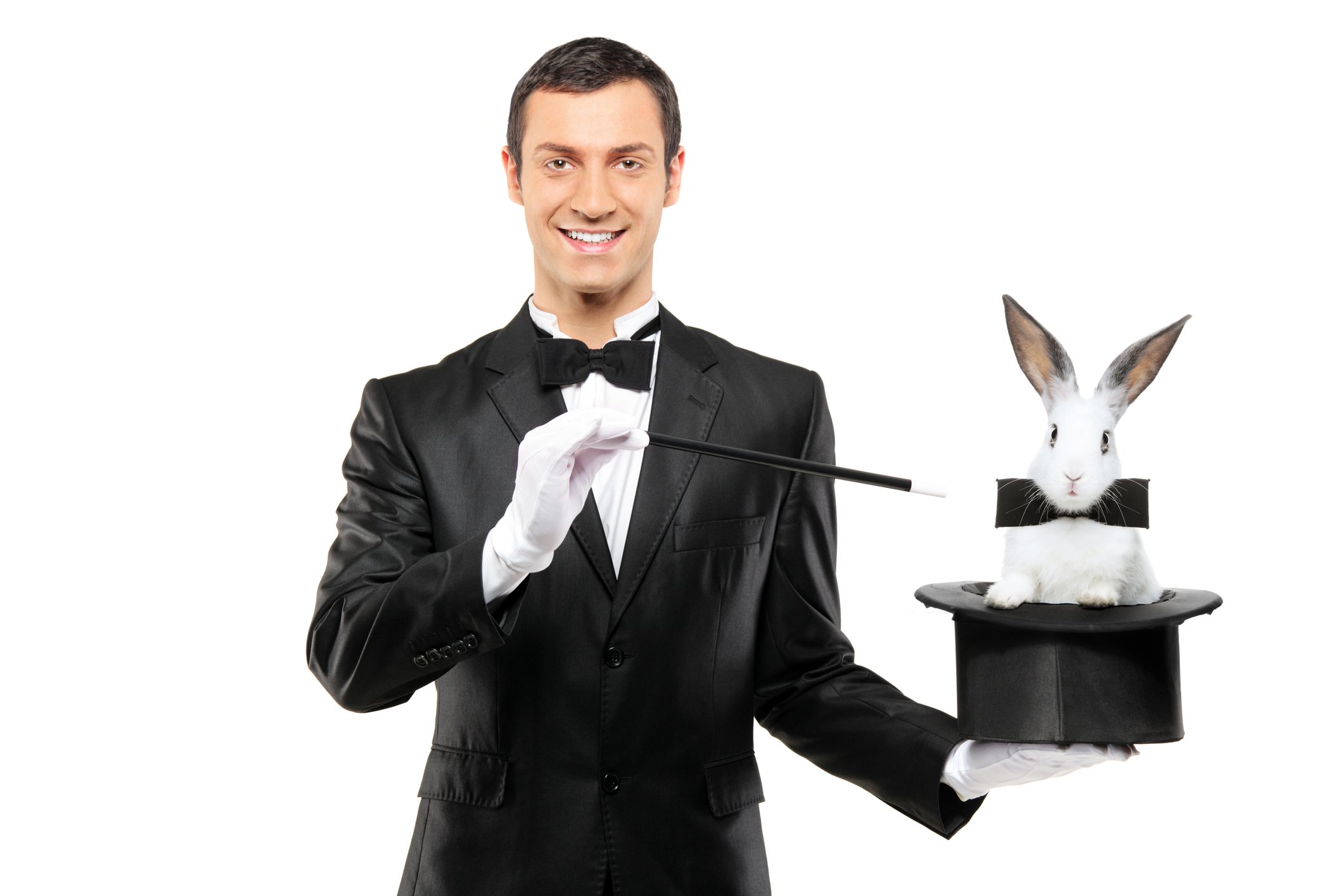 Magician pulling a rabbit out of a hat