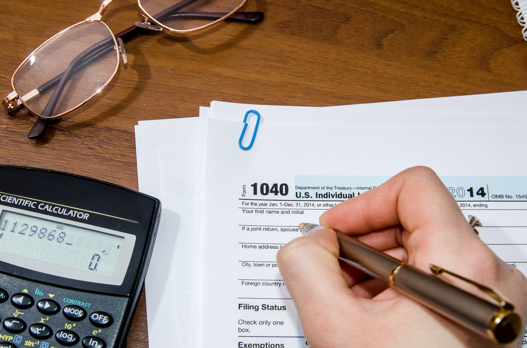 Filling out a tax return