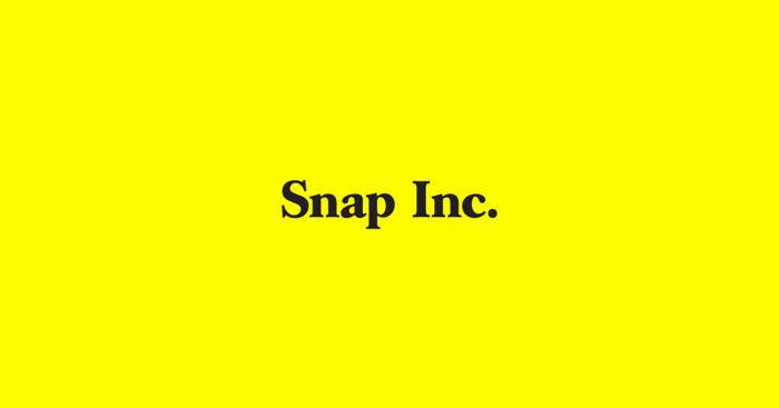 "Snap, Inc" printed in black on a yellow background.