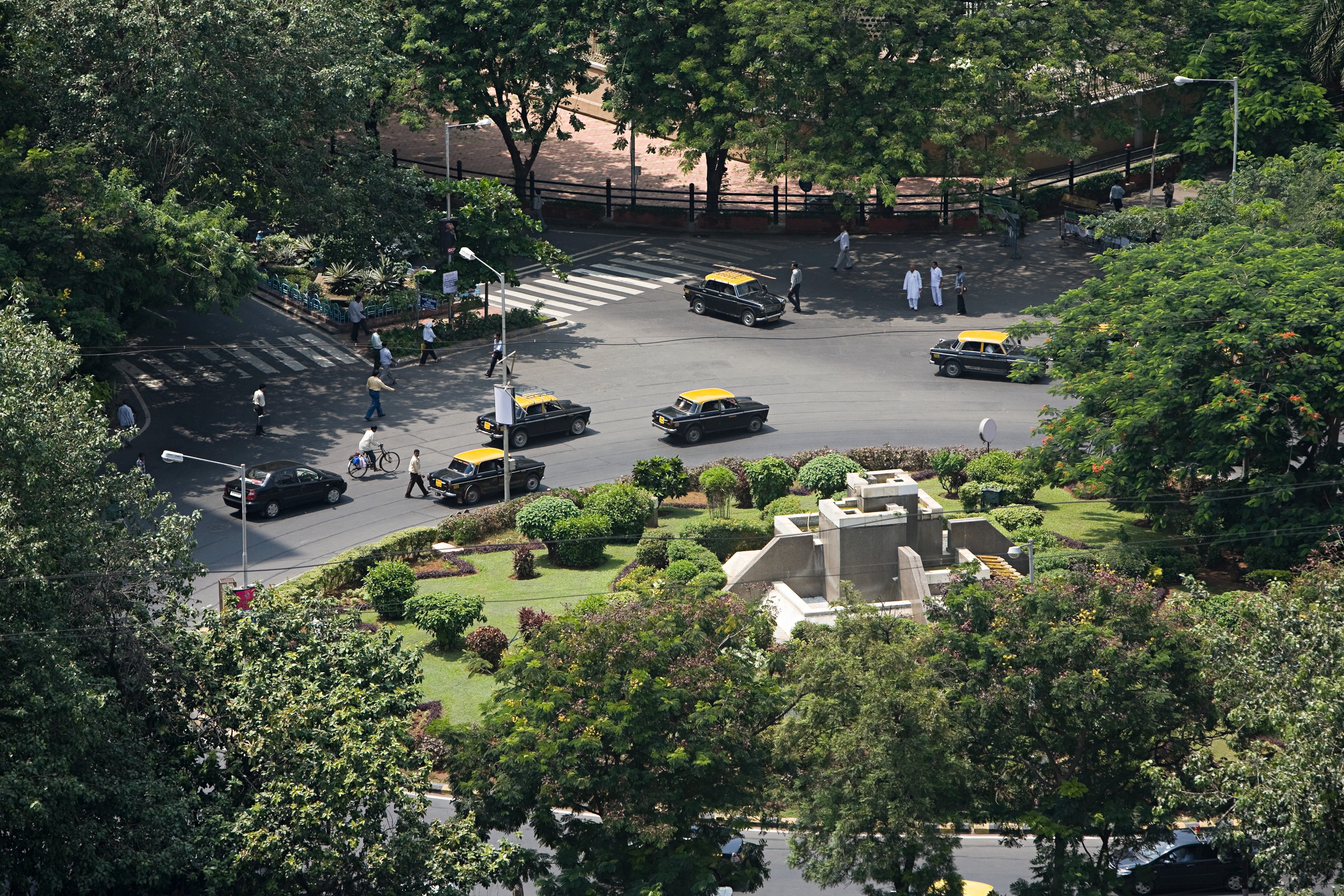A traffic circle in India