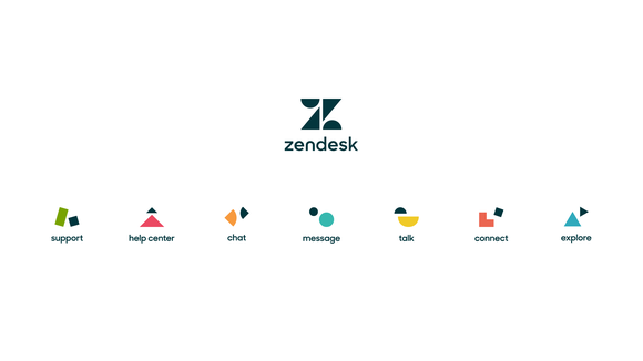 The Zendesk log and the logos of all the company's major products.
