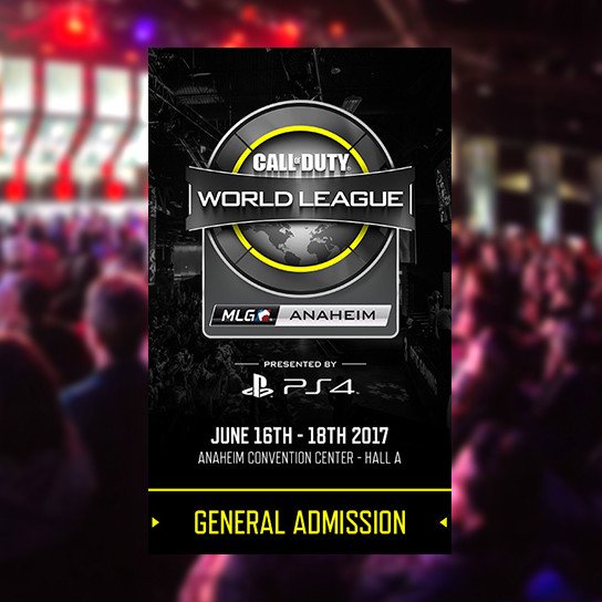 A Call of Duty e-sports poster in front of a crowd on gamers.