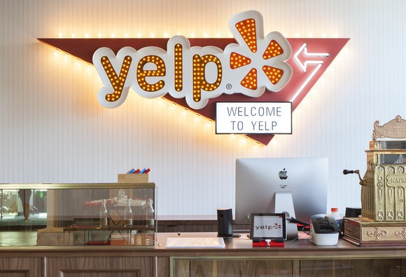 A Yelp-themed lounge at Yelp headquarters.