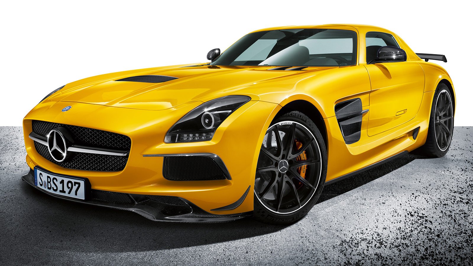 Yellow Mercedes-Benz SLS AMG supercar