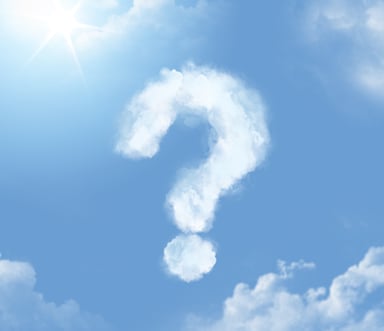Question mark in clouds