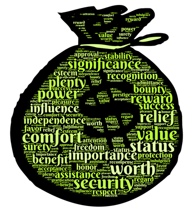 money bag with inspirational words