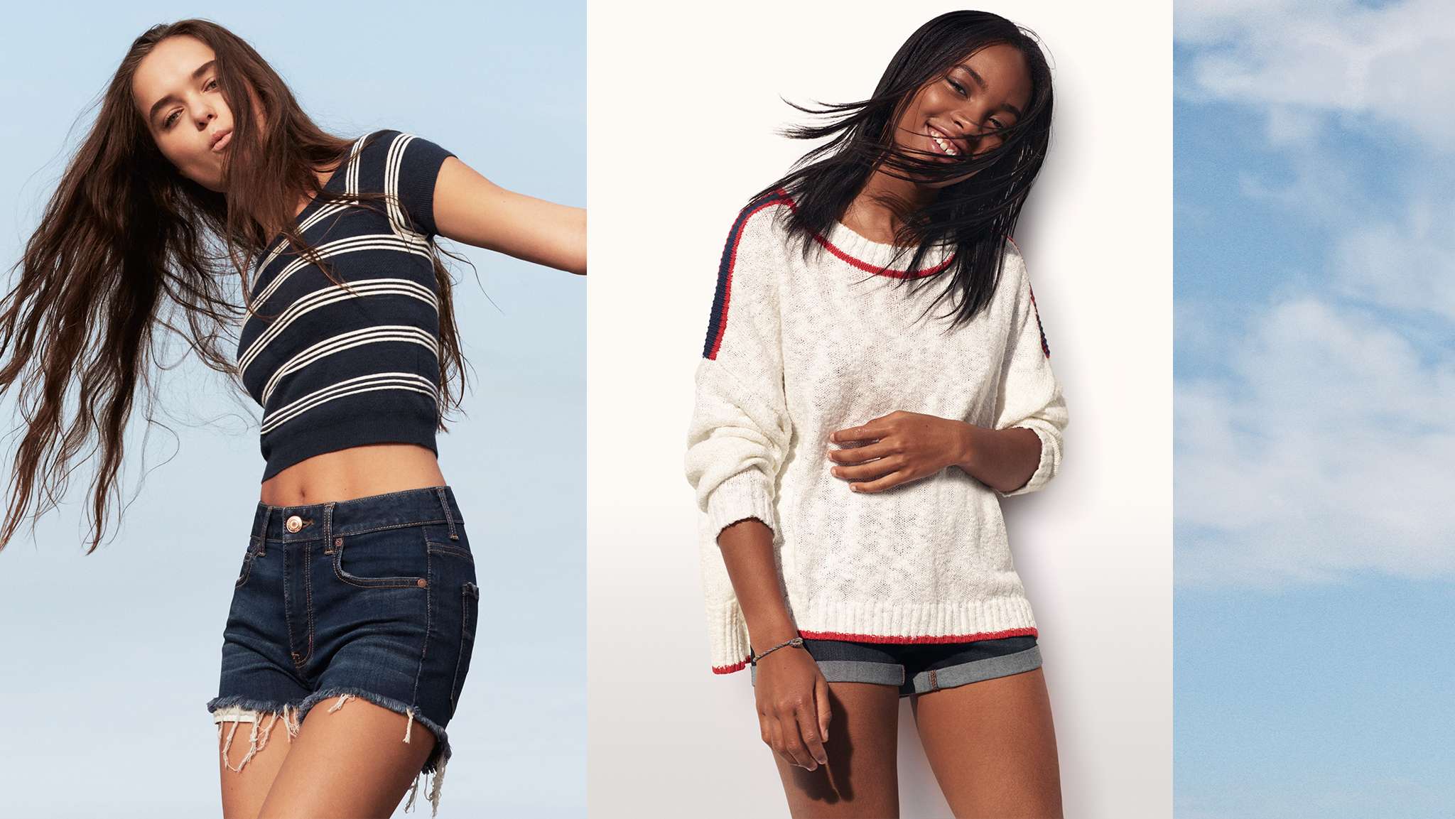 An AEO ad depicting two young women.