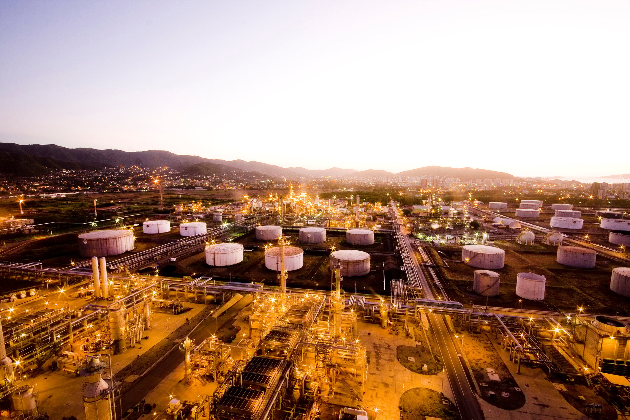 Oil refinery storage and pipelines